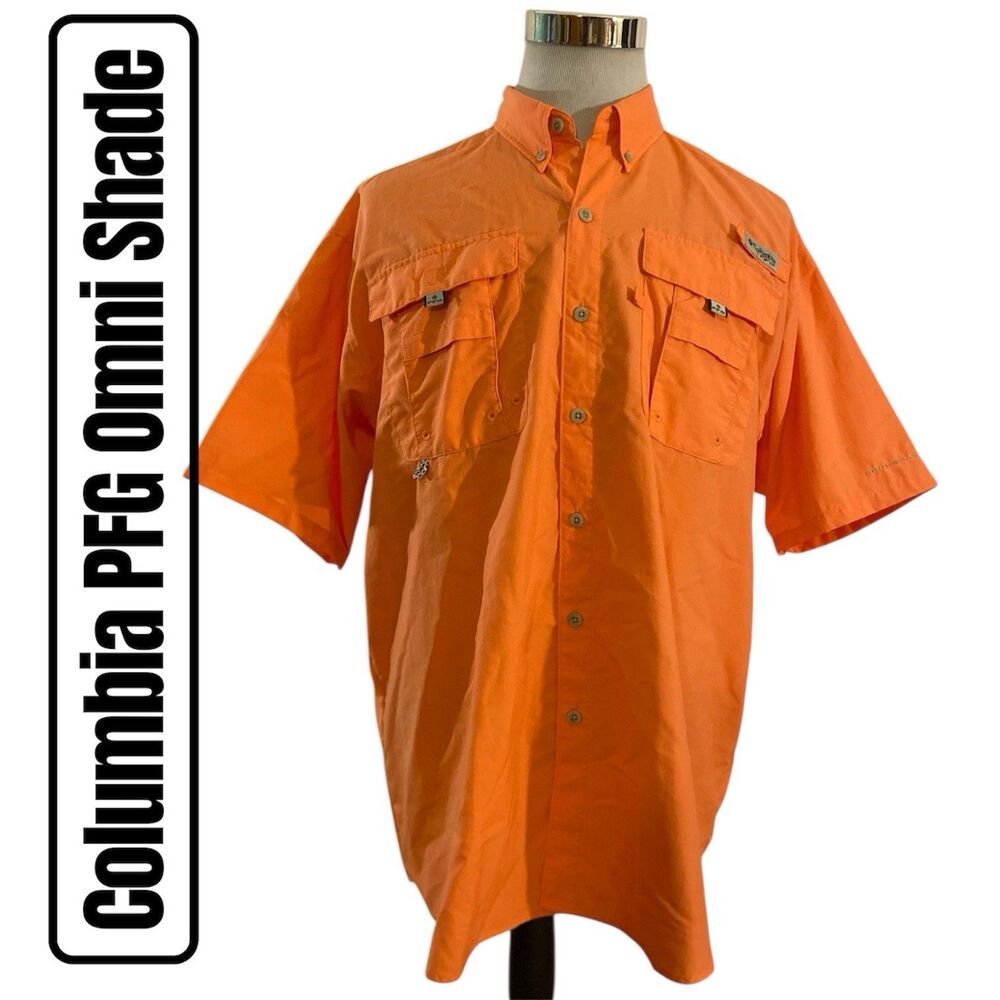 Columbia PFG Omni Shade Men’s Size Large Tall Orange Short Sleeve Summer Spring